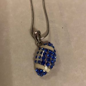 Silver Rhinestone Football Necklace
